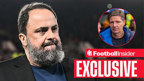 Nottingham Forest owner Evangelos Marinakis looks on at the City Ground / Crystal Palace manager Oliver Glasner during the Premier League match between Crystal Palace and Liverpool at Selhurst Park, London, England on 27 September 2025