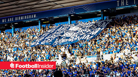 Birmingham City fans at St Andrew's Stadium holding up banner