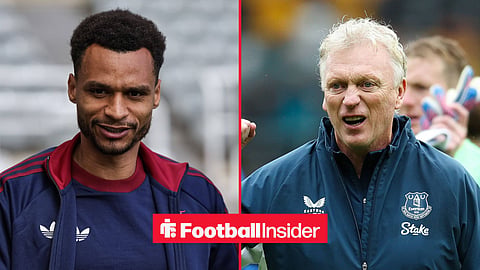 Newcastle winger Jacob Murphy and Everton manager David Moyes feature on either side of a split image.