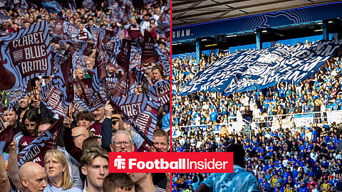 Aston Villa fans on left Birmingham City fans on right