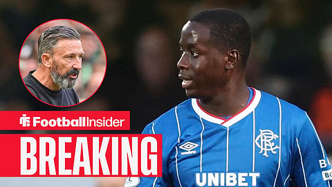 Djeidi Gassama in action for Rangers, with Derek McInnes in a circular inset