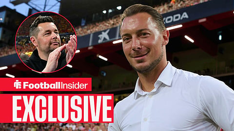 Matthias Jaissle on sideline with Pierre Sage clapping fans left inset
