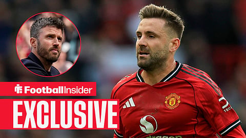 Luke Shaw in action with Michael Carrick clapping fans left inset