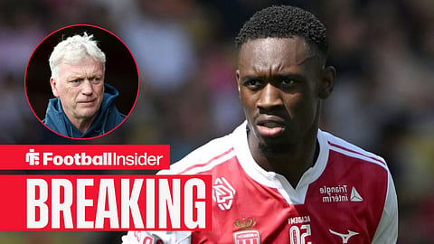 Folarin Balogun in action for Monaco with David Moyes in a circular inset