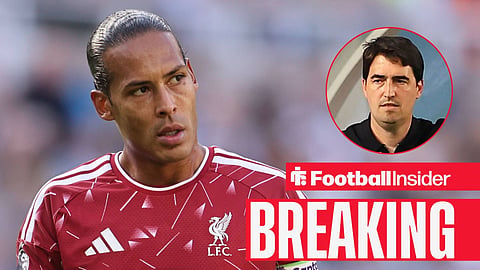 Virgil van Dijk in action for Liverpool, with Andoni Iraola in a circular inset