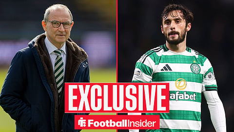 Football Insider exclusive as Celtic manager Martin O'Neill stares across a split image towards Marcelo Saracchi.