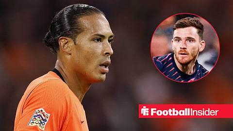 Virgil van Dijk in action with Andy Robertson in action right inset