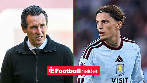 Unai Emery on the sidelines with Alejandro Garnacho in action for Aston Villa