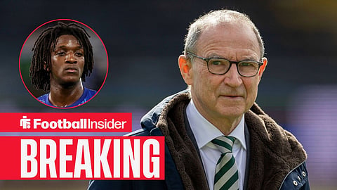 Martin O'Neill on the sidelines at Celtic, with Shim Mheuka in a circular inset
