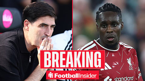 Andoni Iraola on the sidelines, with Jeremie Frimpong in action for Liverpool