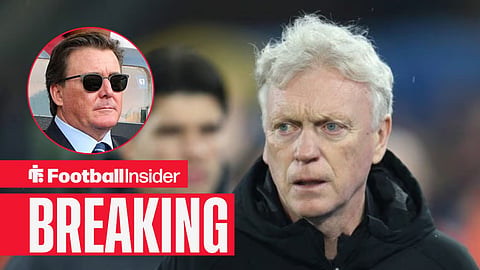 David Moyes on the sidelines at Everton, with Dan Friedkin in a circular inset