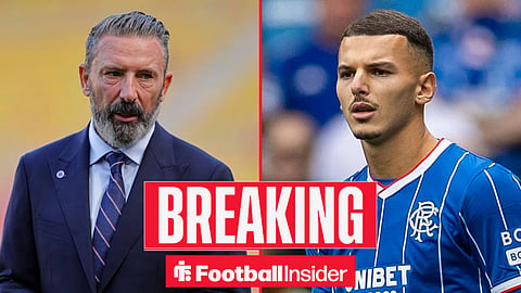 Derek McInnes on the sidelines, with Badredine Bouanani in action for Rangers