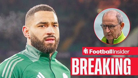 Cameron Carter-Vickers pre-match for Celtic, with Martin O'Neill in a circular inset
