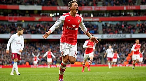 On fire: Mesut Ozil is playing the best football of his Gunners career