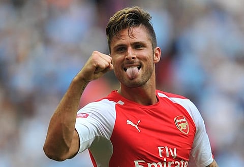 Red hot: Giroud scored a hat-trick for Arsenal in midweek