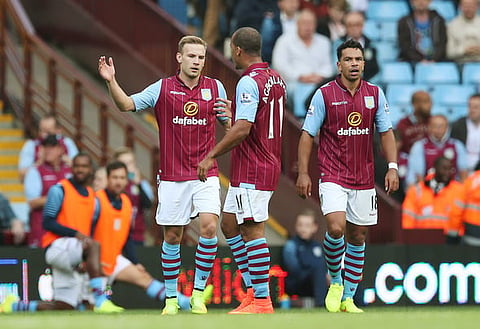 Football - Aston Villa v Hull City - Barclays Premier League - Villa Park - 31/8/14
Andreas Wiemann celebrates scoring the second goal for Aston Villa
Mandatory Credit: Action Images / Alex Morton
Livepic
EDITORIAL USE ONLY. No use with unauthorized audio, video, data, fixture lists, club/league logos or "live" services. Online in-match use limited to 45 images, no video emulation. No use in betting, games or single club/league/player publications. Please contact your account representative for further details.