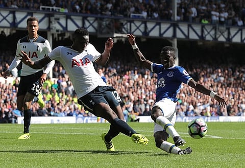 Britain Football Soccer - Everton v Tottenham Hotspur - Premier League - Goodison Park - 13/8/16
Everton's Idrissa Gueye in action with Tottenham's Victor Wanyama
Reuters / Eddie Keogh
Livepic
EDITORIAL USE ONLY. No use with unauthorized audio, video, data, fixture lists, club/league logos or "live" services. Online in-match use limited to 45 images, no video emulation. No use in betting, games or single club/league/player publications. Please contact your account representative for further details.