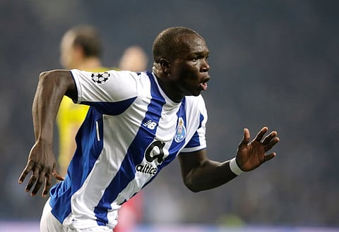 Soccer Football - Champions League - FC Porto vs AS Monaco - Estadio do Dragao, Porto, Portugal - December 6, 2017 Porto's Vincent Aboubakar celebrates scoring their second goal REUTERS/Miguel Vidal