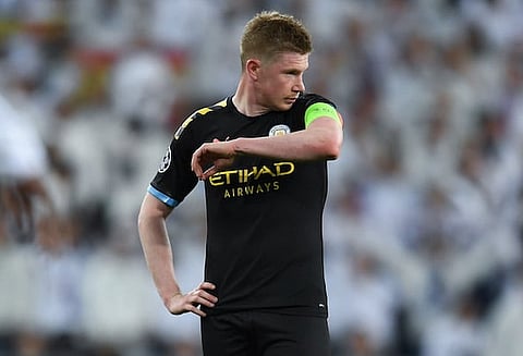 MADRID, SPAIN - FEBRUARY 26: Kevin De Bruyne of Manchester City FC looks on during the UEFA Champions League round of 16 first leg match between Real Madrid and Manchester City at Bernabeu on February 26, 2020 in Madrid, Spain. (Photo by David Ramos/Getty Images)