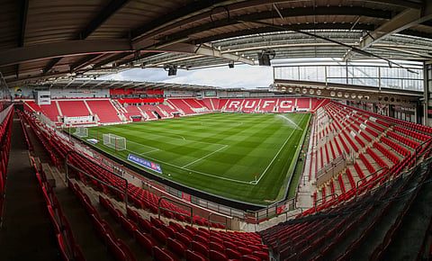 ROTHERHAM, ENGLAND - AUGUST 12: A general view of AESSEAL New York Stadium ahead of the Sky Bet Championship match between Rotherham United and Blackburn Rovers at AESSEAL New York Stadium on August 12, 2023 in Rotherham, England. (Photo by Jess Hornby/Getty Images)