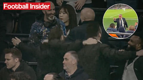 Arsenal fans fume as Tottenham fans do the Poznan v Man City. (Credit: Sky Sports)