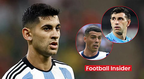 Emi Martinez and Pedro Porro react to Cristian Romero's message after Cunha beasting