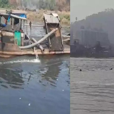 कोपर खाडीत ड्रेझरच्या मदतीने रेती उपसा काम सुरुच