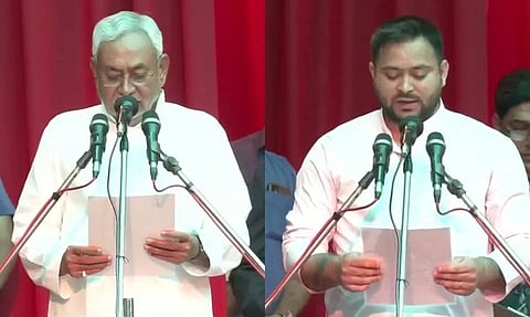 नितीशकुमार यांनी घेतली आठव्यांदा बिहारच्या मुख्यमंत्रिपदाची शपथ;तेजस्वी यादव उपमुख्यमंत्री