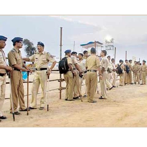 गणपती विसर्जनासाठी शहरात कडेकोट पोलीस बंदोबस्त