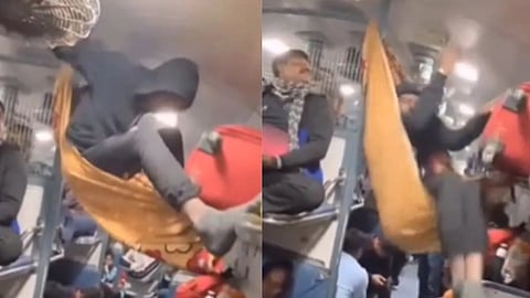 Viral Video : भरगच्च ट्रेनमध्ये सीट न मिळाल्याने 'जुगाड' केला; पण, सर्वांसमोर इज्जतीचा पालापाचोळा झाला