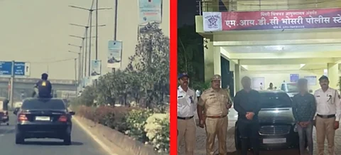 PCMC : भरधाव कारच्या छतावर स्टंटबाजीचं 'बक्षीस', पिंपरी-चिंचवड पोलिसांची भन्नाट पोस्ट