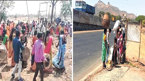 होळीसाठी स्थलांतरित आदिवासी कुटुंबे गावाकडे परतली