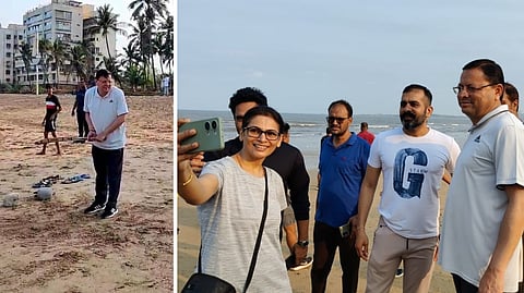 Video : उत्तराखंडच्या मुख्यमंत्र्यांनी जुहू बीचवर घेतली क्रिकेट खेळण्याची मजा