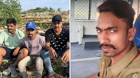 आरोपी दाऊद शेख क्राईम ब्रँच टीमसोबत (डावीकडे) दाऊद शेख बस ड्रायव्हरच्या गणवेशात (उजवीकडे) |