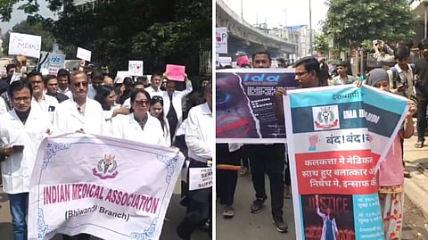 ठाणे-रायगडात डॉक्टरांमध्ये संतापाची लाट; भिवंडीत डॉक्टरांची निदर्शने, २४ तास वैद्यकीय सेवा बंद