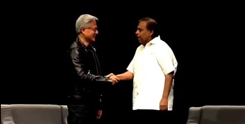 Nvidia आणि रिलायन्स यांचा AI साठी करार; मुकेश अंबानी आणि जेनसेंग हुआंग यांची घोषणा