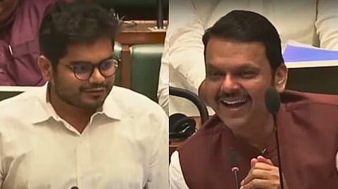 रोहित पाटील,देवेंद्र फडणवीस (डावीकडून)