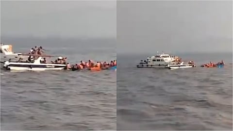मुंबईतील गेट वे ऑफ इंडिया येथून निघालेल्या फेरी बोटीला नौदलाच्या स्पीड बोटची धडक
