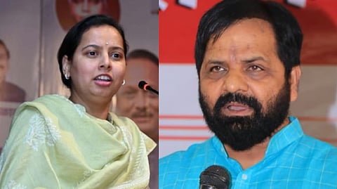 आदिती तटकरे, भरत गोगावले (डावीकडून)