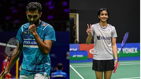 एच. एस. प्रणॉय, मालविका बनसोड (डावीकडून)