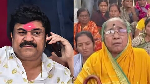 वाल्मिक कराड आणि त्याची आई, पारूबाई कराड (डावीकडून)