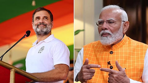 राहुल गांधी, नरेंद्र मोदी (डावीकडून )