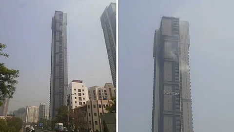 ५७ मजली इमारतीच्या ४२व्या मजल्यावरील अपार्टमेंटमध्ये आग लागली.