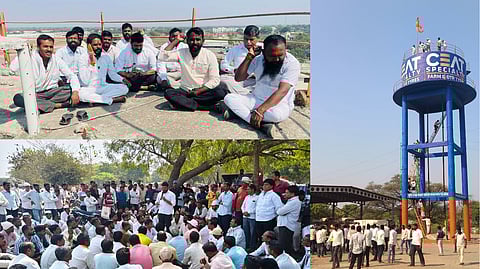 लासलगावात कांदा शेतकरी आक्रमक; दरात घसरण झाल्याने पाण्याच्या टाकीवर चढून आंदोलन