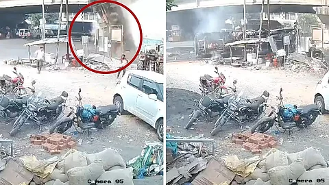 पालघरमध्ये ब्रिजवरुन कोसळला ऑइल टँकर, चालकाचा मृत्यू; भीषण अपघाताचा Video व्हायरल