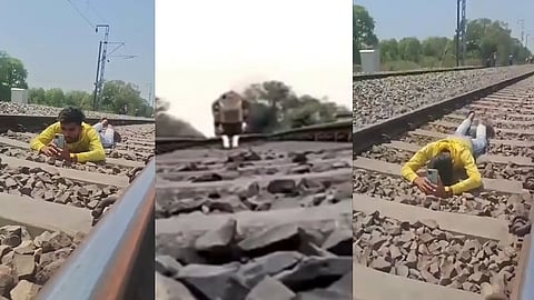 रीलसाठी काहीही! थेट रेल्वे रुळावर झोपला युवक, वरुन गेली भरधाव ट्रेन अन्... ; बघा व्हायरल Video