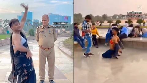 UP: राष्ट्रीय दलित प्रेरणा स्थळी पोलिसांसमोरच तरुणाचा अश्लील डान्स; लोकांचा तीव्र संताप|Video