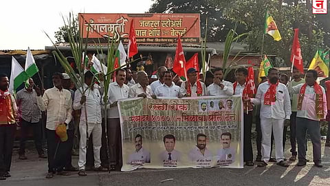 शेकापसह विविध शेतकरी संघटनांचा रास्ता रोको; ऊसाला प्रतिटन ४ हजार रुपये दराची मागणी