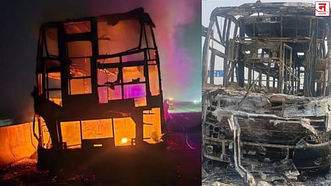 'समृद्धी'वर पुन्हा थरार! धावत्या बसने अचानक घेतला पेट; चालकाच्या प्रसंगावधानामुळे थोडक्यात वाचले ३५ प्रवासी