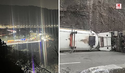 मुंबई-पुणे एक्सप्रेसवेवर गॅस टँकर पलटी; वाहतूक कोंडीने प्रवाशांचे हाल, कोणत्या मार्गाने कराल प्रवास?